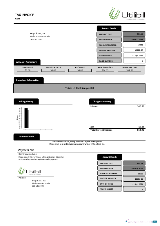 Download Australia Utilibill business easy to fill template in Word and PDF format Photoshop template
